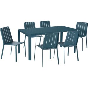 NATERIAL Set tavolo e sedie Idaho  in alluminio per 6 persone,  blu