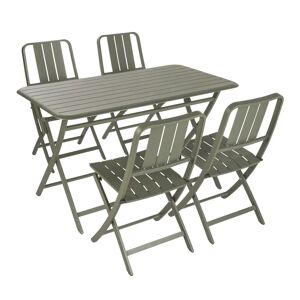 NATERIAL Set tavolo e sedie Idaho  in alluminio per 4 persone,  verde