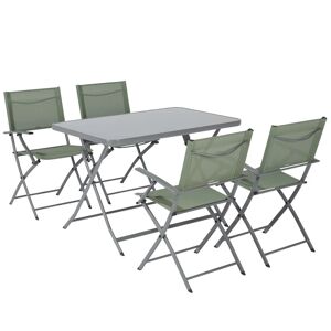NATERIAL Set tavolo e sedie Emys  in acciaio per 4 persone,  verde