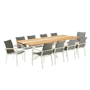 NATERIAL Set tavolo e sedie Lagos  in alluminio per 8 persone,  bianco