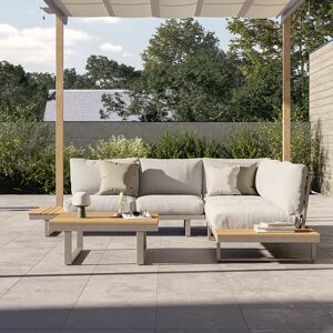 NATERIAL Salotto da giardino angolare Menorca  in alluminio beige e con cuscini in poliestere beige per 5 persone