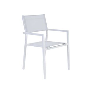 NATERIAL Sedia da giardino senza cuscino Orion  con braccioli in alluminio con seduta in textilene bianco