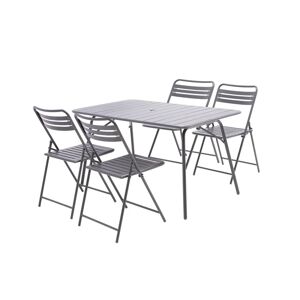 Leroy Merlin Set tavolo e sedie in acciaio per 4 persone,  antracite