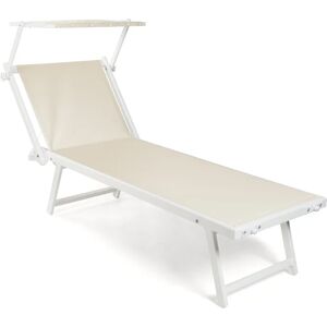 Leroy Merlin Lettino senza cuscino Riccione in alluminio bianco e seduta beige