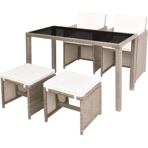 vidaXL Set da Pranzo da Giardino 5 pz con Cuscini in Polyrattan Beige