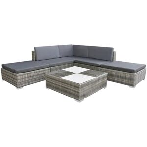 vidaXL Set Divani da Giardino 6 pz con Cuscini in Polyrattan Grigio