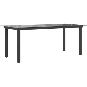 vidaXL Tavolo da Giardino Nero 190x90x74 cm in Alluminio e Vetro