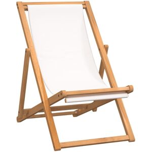 vidaXL Sedia a Sdraio in Legno di Teak 56x105x96 cm Crema