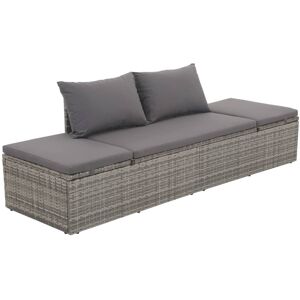 vidaXL Lettino da Giardino Grigio 195x60 cm in Polyrattan