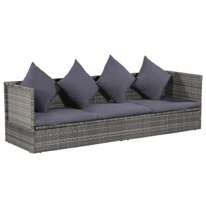 vidaXL Lettino da Giardino Grigio 200x60 cm in Polyrattan