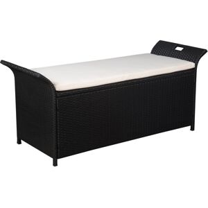 vidaXL Cassapanca con Cuscino 138 cm in Polyrattan Nero