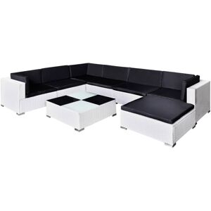 vidaXL Set Divani da Giardino 8 pz con Cuscini in Polyrattan Bianco