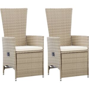 vidaXL Sedie da Giardino Reclinabili 2 pz con Cuscini Polyrattan Beige