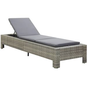 vidaXL Lettino Prendisole con Cuscino in Polyrattan Grigio