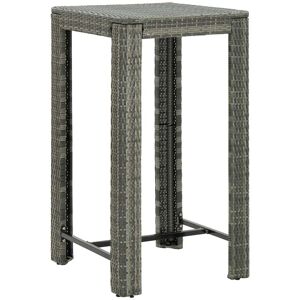 vidaXL Tavolo da Bar da Giardino Grigio 60,5x60,5x110,5 cm Polyrattan