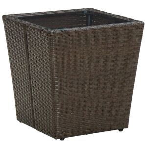 vidaXL Tavolino Marrone 41,5x41,5x44cm in Polyrattan e Vetro Temperato