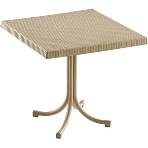 garneroarredamenti Tavolo da giardino esterno bar dehors quadrato 80x80cm polipropilene effetto rattan tortora Ivo