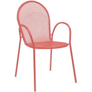 Milani Home Poltrona Impilabile In Ferro Corallo Per Esterno Giardino, Portico, Ristorante, Rosso Corallo 51 x 90 x 61 cm