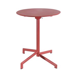 Milani Home tavolo da giardino in metallo diametro 60 di design moderno industrial cm diame Rosso Corallo 60 x 74 x 60 cm