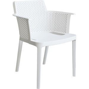 Milani Home Poltrona in plastica per esterno giardino interno sala da pranzo colorata polip Bianco 60 x 76.5 x 58 cm