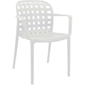 Milani Home poltrona da giardino in polipropilene di design moderno industrial cm 58 x 57,5 Bianco 58 x 82.5 x 57.5 cm