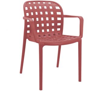 Milani Home poltrona da giardino in polipropilene di design moderno industrial cm 58 x 57,5 Rosso 58 x 82.5 x 57.5 cm