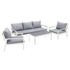 Milani Home salotto da giardino 5 posti di design moderno per esterno Bianco 78 x 76 x 85 cm