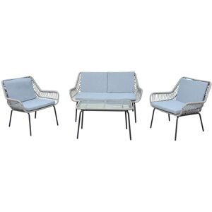 Milani Home salotto da giardino 4 posti di design moderno per esterno Grigio scuro 70 x 75 x 67 cm