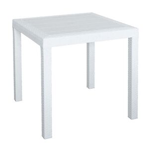 Milani Home Tavolo Da Giardino Quadrato Fisso In Wicker Stampato Antracite Cm 80x80 Da Este Bianco 80 x 75 x 80 cm