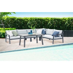 Milani Home salotto angolare in alluminio di design per esterno giardino Antracite 120 x 66 x 70 cm