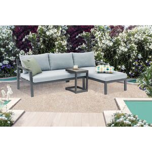 Milani Home divano da giardino in alluminio con tavolino per esterno D.70/135x75/140x75/T.3 Antracite 32 x 53 x 40 cm