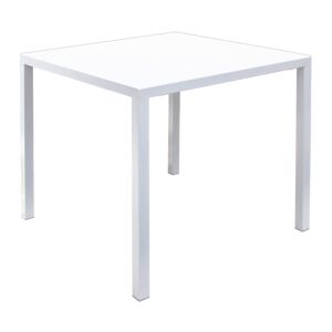 Milani Home tavolo da esterno autolivellante in acciaio di design moderno industrial cm 80 Bianco 80 x 75 x 80 cm