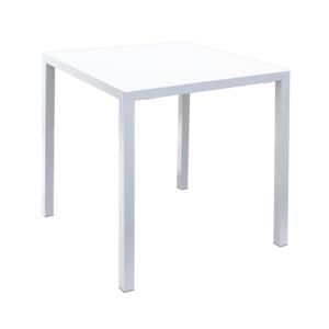 Milani Home tavolo da esterno autolivellante in acciaio di design moderno industrial cm 70 Bianco 70 x 75 x 70 cm