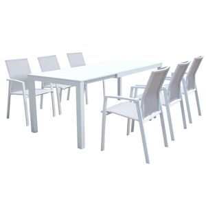 Milani Home Set tavolo e sedie da giardino per esterno in alluminio cm 148/214 x 85 x 75,5 Bianco x x cm