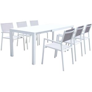 Milani Home Set tavolo e sedie da giardino per esterno in alluminio cm 148/214 x 85 x 75,5 Bianco x x cm