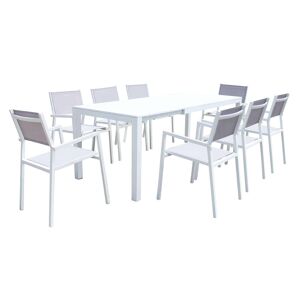 Milani Home Set tavolo e sedie da giardino per esterno in alluminio cm 148/214 x 85 x 75,5 Bianco x x cm
