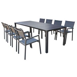 Milani Home Set tavolo e sedie da giardino per esterno in alluminio cm 100 x 51,50/104/156/ Antracite x x cm