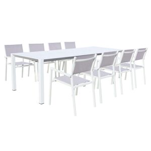 Milani Home Set tavolo e sedie da giardino per esterno in alluminio cm 100 x 51,50/104/156/ Bianco x x cm