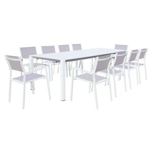 Milani Home Set tavolo e sedie da giardino per esterno in alluminio cm 100 x 51,50/104/156/ Bianco x x cm