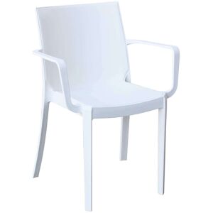 Milani Home Poltrona Sedia Impilabile In plastica bianca polipropilene Per Giardino Portico Bianco 55 x 82 x 58 cm