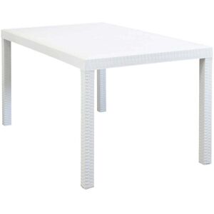 Milani Home Tavolo Da Giardino Rettangolare Fisso In Wicker Stampato Bianco Cm 150x90 Da Es Bianco 150 x 74 x 90 cm