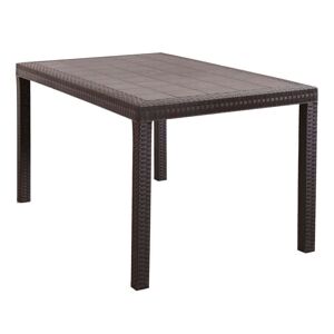 Milani Home Tavolo Da Giardino Rettangolare Fisso In Wicker Stampato Marrone Cm 150x90 Da E Marrone 150 x 74 x 90 cm