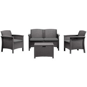 Milani Home salotto da esterno in resina rattan di design moderno per giardino resistente e Nero 117 x 76 x 64.5 cm