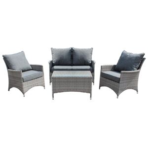 Milani Home Salotto Da Giardino Completo Di Cuscini Intreccio In Rattan Sintetico Grigio 124 x 82 x 77 cm