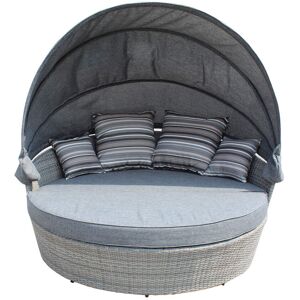 Milani Home Divano Da Giardino Circolare Completo Di Cuscino Intreccio In Rattan Sintetico Grigio x 80 x cm