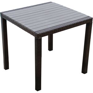 Milani Home Tavolo Da Giardino Moderno Di Design Cm 80x80 Marrone In Wicker Rattan Sintetic Marrone 80 x 75 x 80 cm