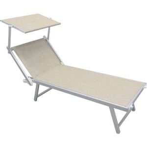 Milani Home Lettino Da Campeggio Sdraio Beige Con Tettuccio Per Spiaggia Mare Piscina Giard Beige 186 x 38 x 61 cm