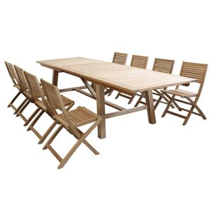Milani Home Set tavolo e sedie da giardino per esterno in legno resistente di teak cm 160/2 Marrone x x cm