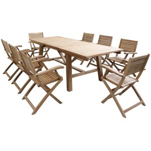 Milani Home Set tavolo e sedie da giardino per esterno in legno resistente di teak cm 160/2 Marrone x x cm