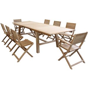 Milani Home Set tavolo e sedie da giardino per esterno in legno resistente di teak cm 160/2 Marrone x x cm